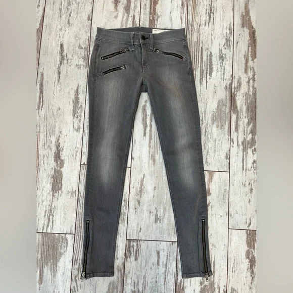 Rag & Bone Moto Skinny Jeans Buxton Gray Ankle Zip Size 25 NWOT - Picture 4 of 16